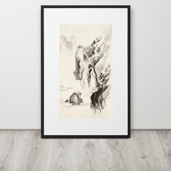 Tempel im Felsen - Poster im Rahmen mit Passepartout artlia