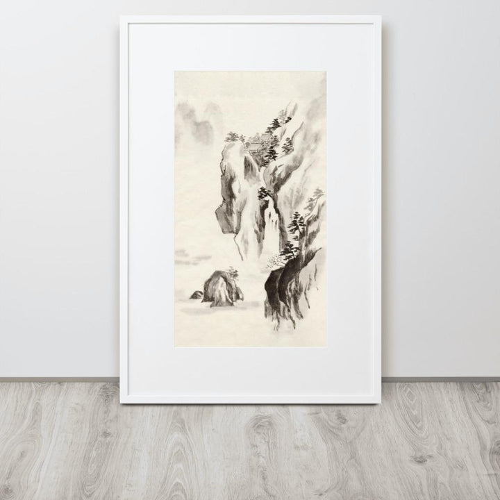Tempel im Felsen - Poster im Rahmen mit Passepartout artlia