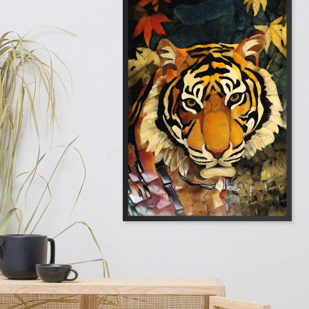 Tiger in Autumn - Poster im Rahmen artlia