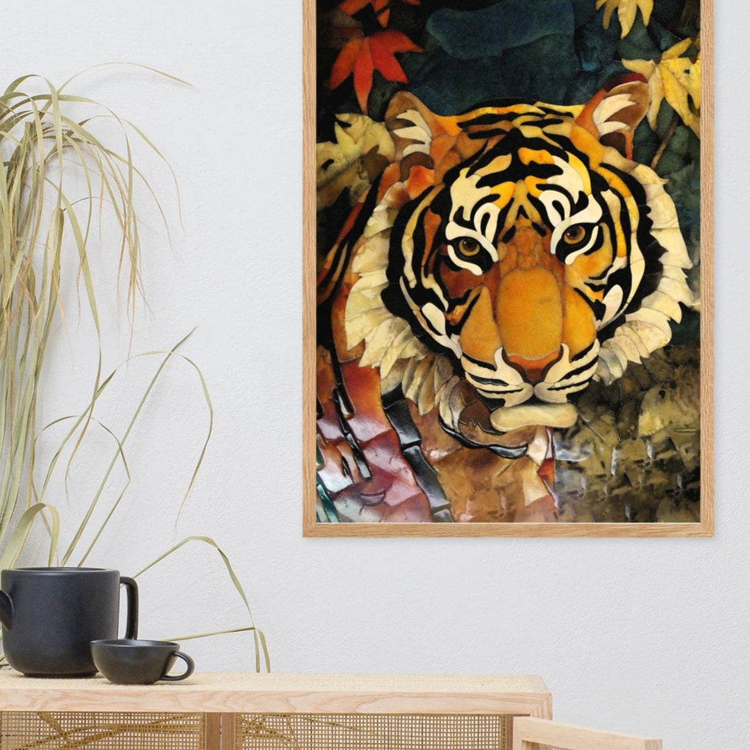 Tiger in Autumn - Poster im Rahmen artlia