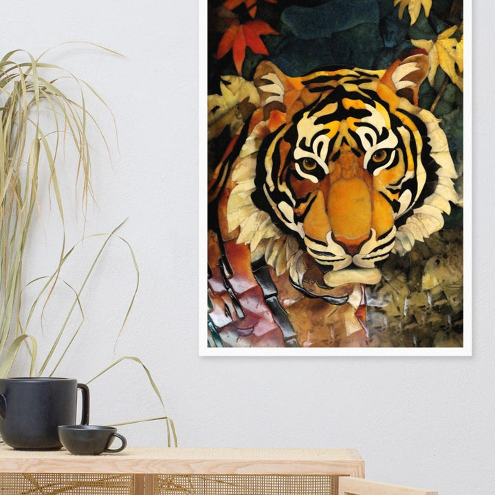 Tiger in Autumn - Poster im Rahmen artlia
