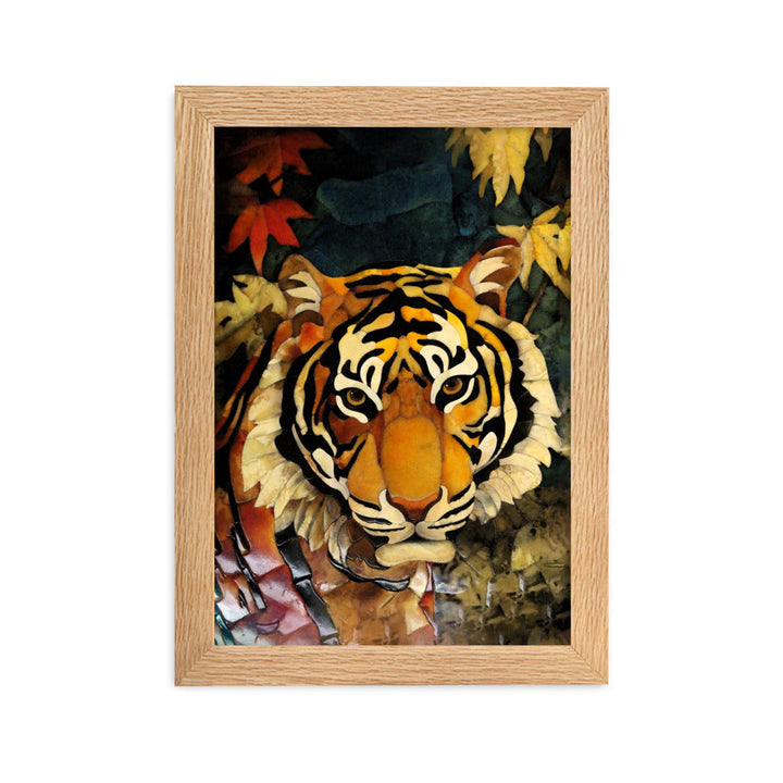 Tiger in Autumn - Poster im Rahmen Oak / 21×30 cm artlia