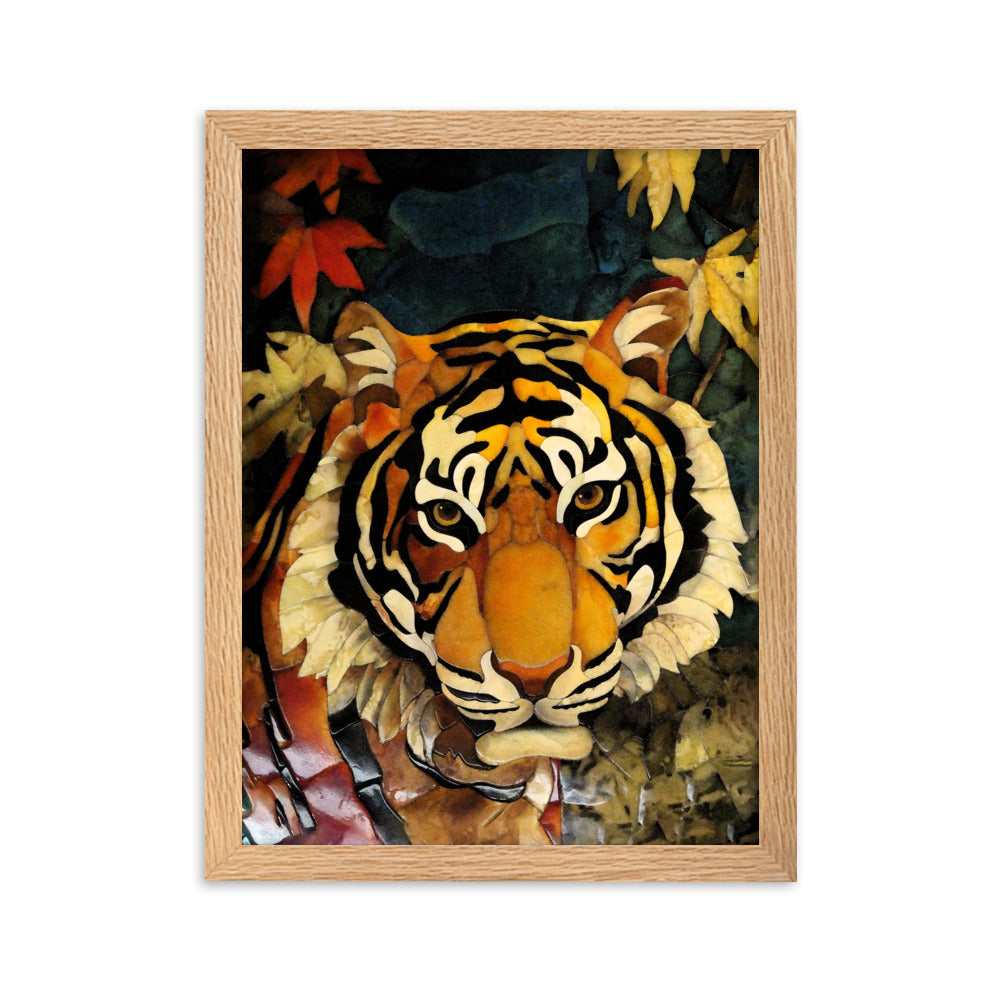 Tiger in Autumn - Poster im Rahmen Oak / 30×40 cm artlia