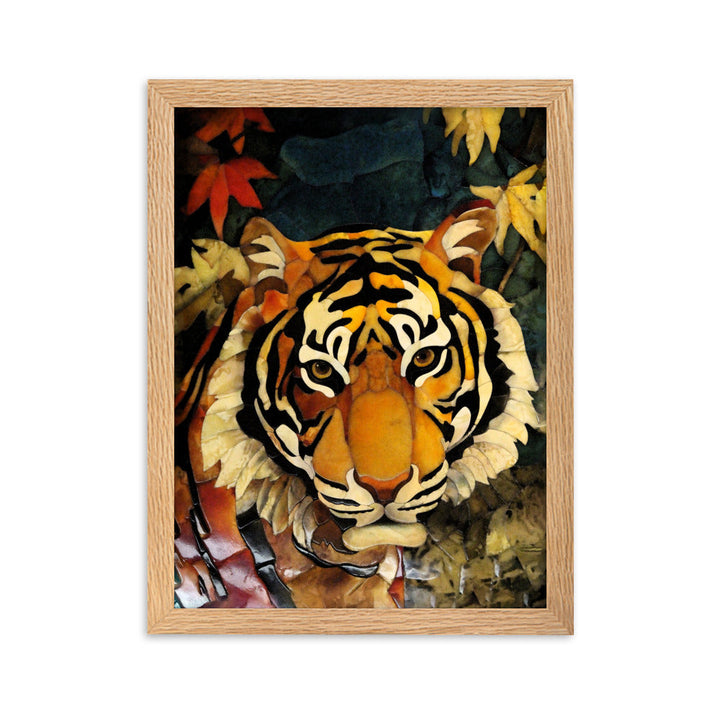 Tiger in Autumn - Poster im Rahmen Oak / 30×40 cm artlia