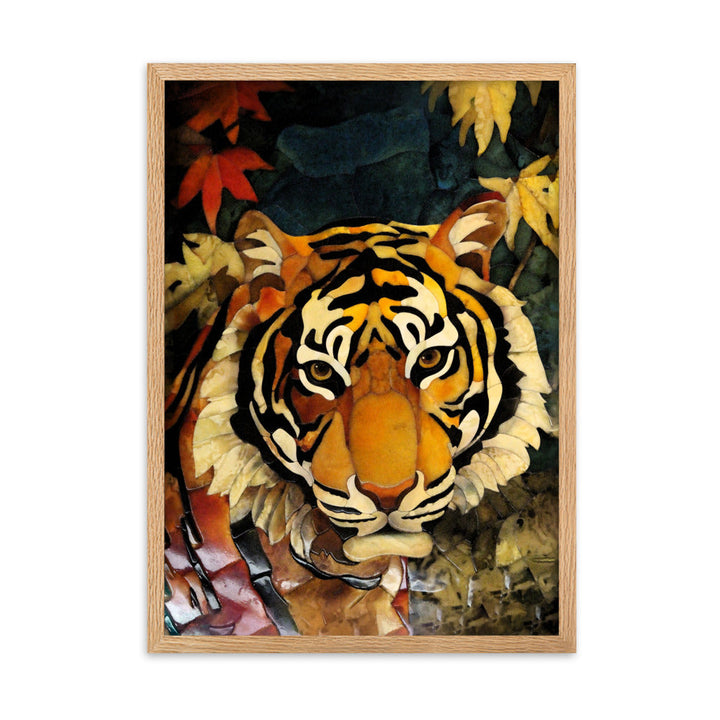 Tiger in Autumn - Poster im Rahmen Oak / 50×70 cm artlia