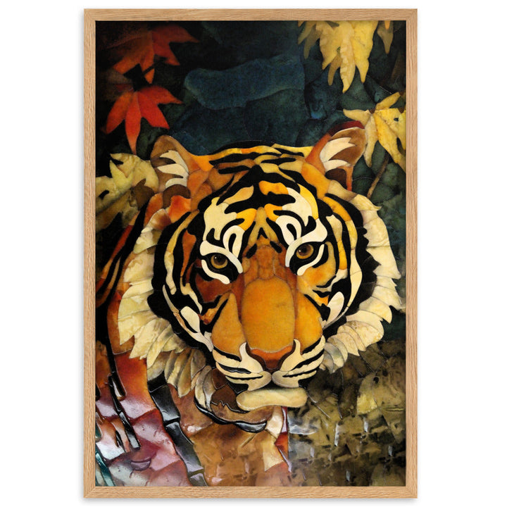 Tiger in Autumn - Poster im Rahmen Oak / 61×91 cm artlia