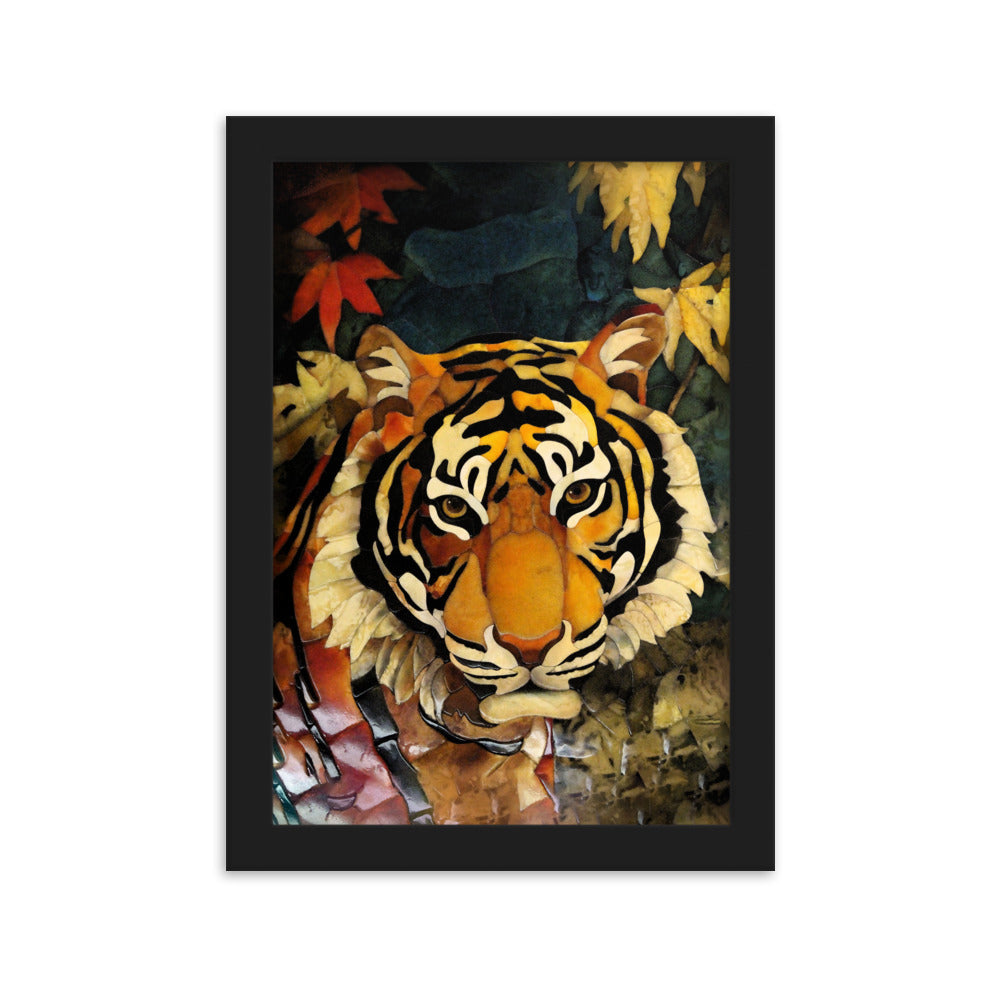 Tiger in Autumn - Poster im Rahmen Schwarz / 21×30 cm artlia