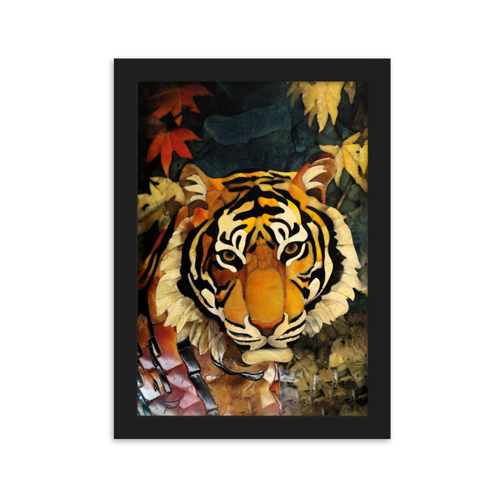 Tiger in Autumn - Poster im Rahmen Schwarz / 21×30 cm artlia