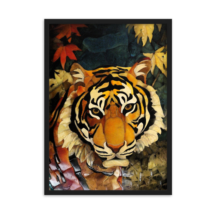 Tiger in Autumn - Poster im Rahmen Schwarz / 50×70 cm artlia
