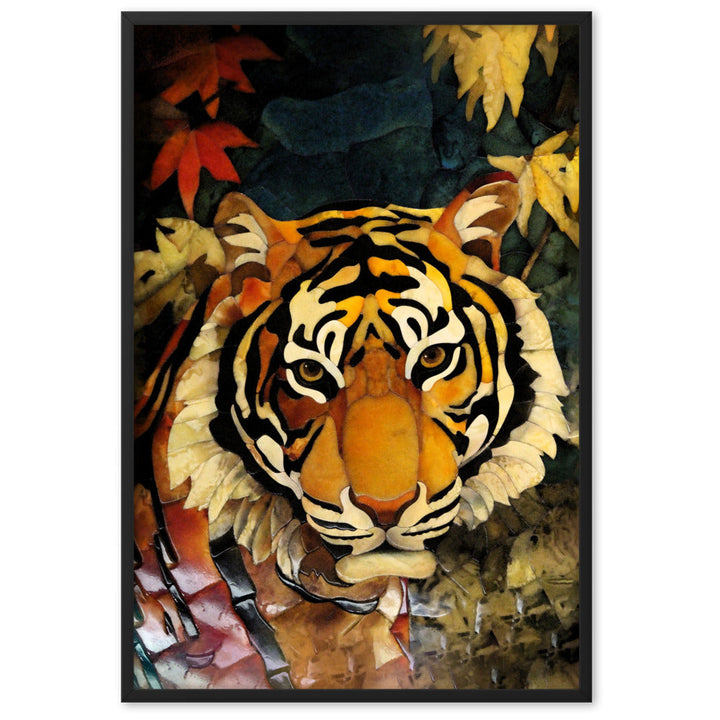 Tiger in Autumn - Poster im Rahmen Schwarz / 61×91 cm artlia