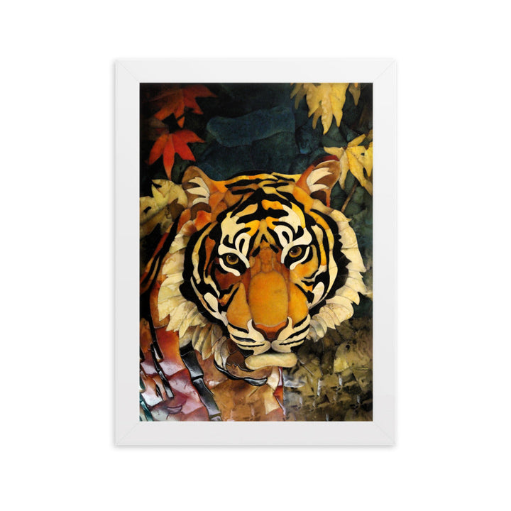 Tiger in Autumn - Poster im Rahmen Weiß / 21×30 cm artlia