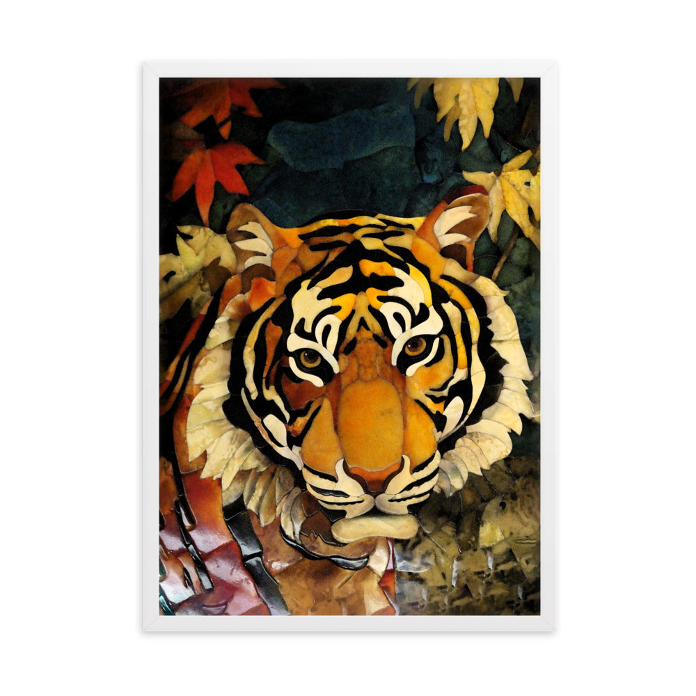 Tiger in Autumn - Poster im Rahmen Weiß / 50×70 cm artlia