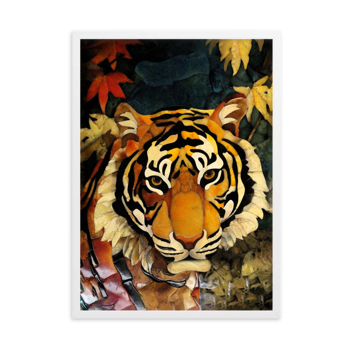 Tiger in Autumn - Poster im Rahmen Weiß / 50×70 cm artlia