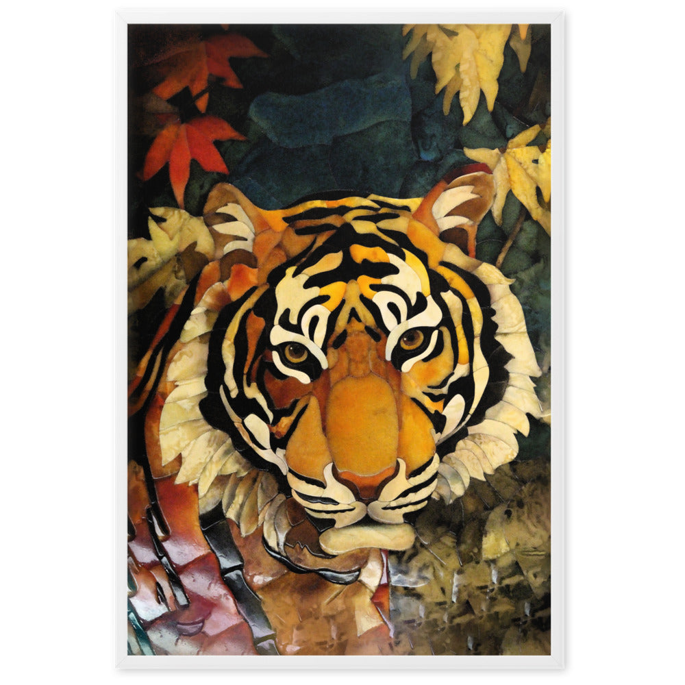 Tiger in Autumn - Poster im Rahmen Weiß / 61×91 cm artlia