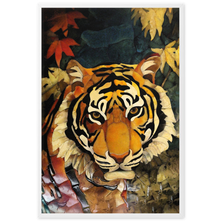 Tiger in Autumn - Poster im Rahmen Weiß / 61×91 cm artlia