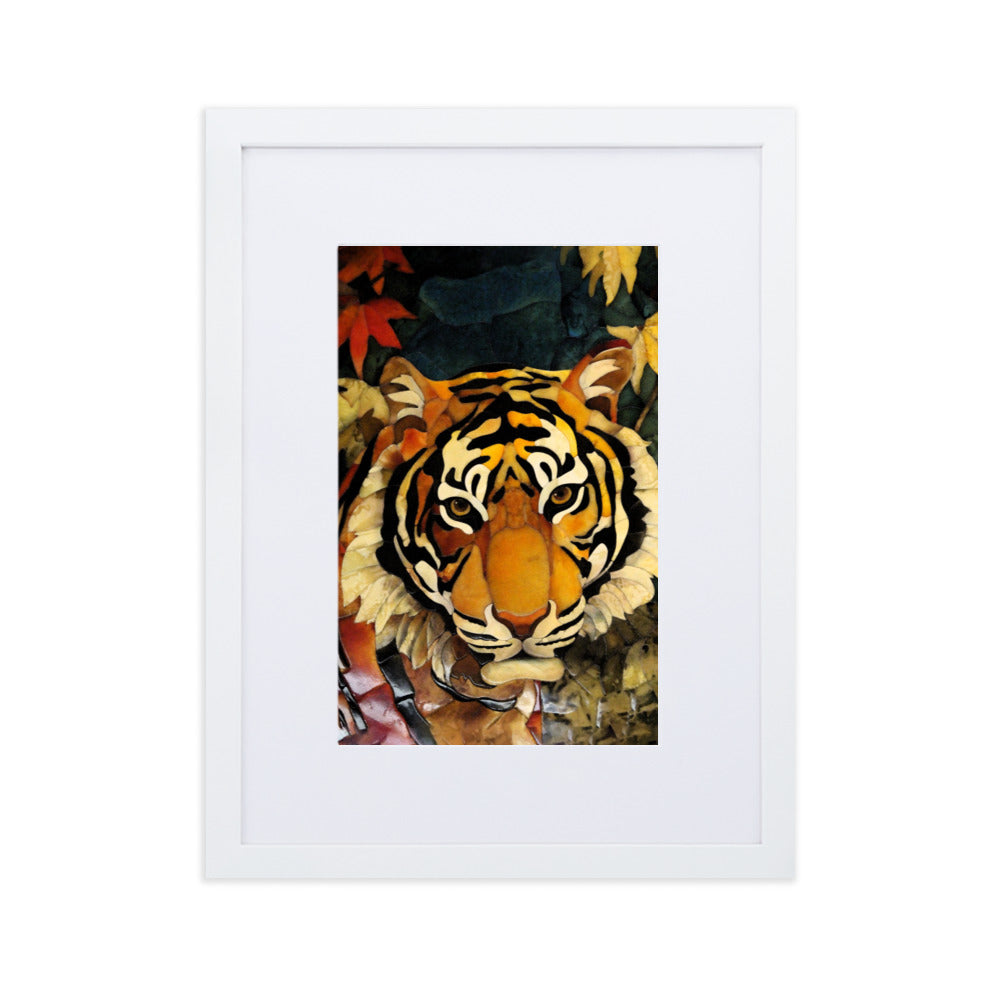 Tiger in Autumn - Poster im Rahmen mit Passepartout Weiß / 30×40 cm artlia