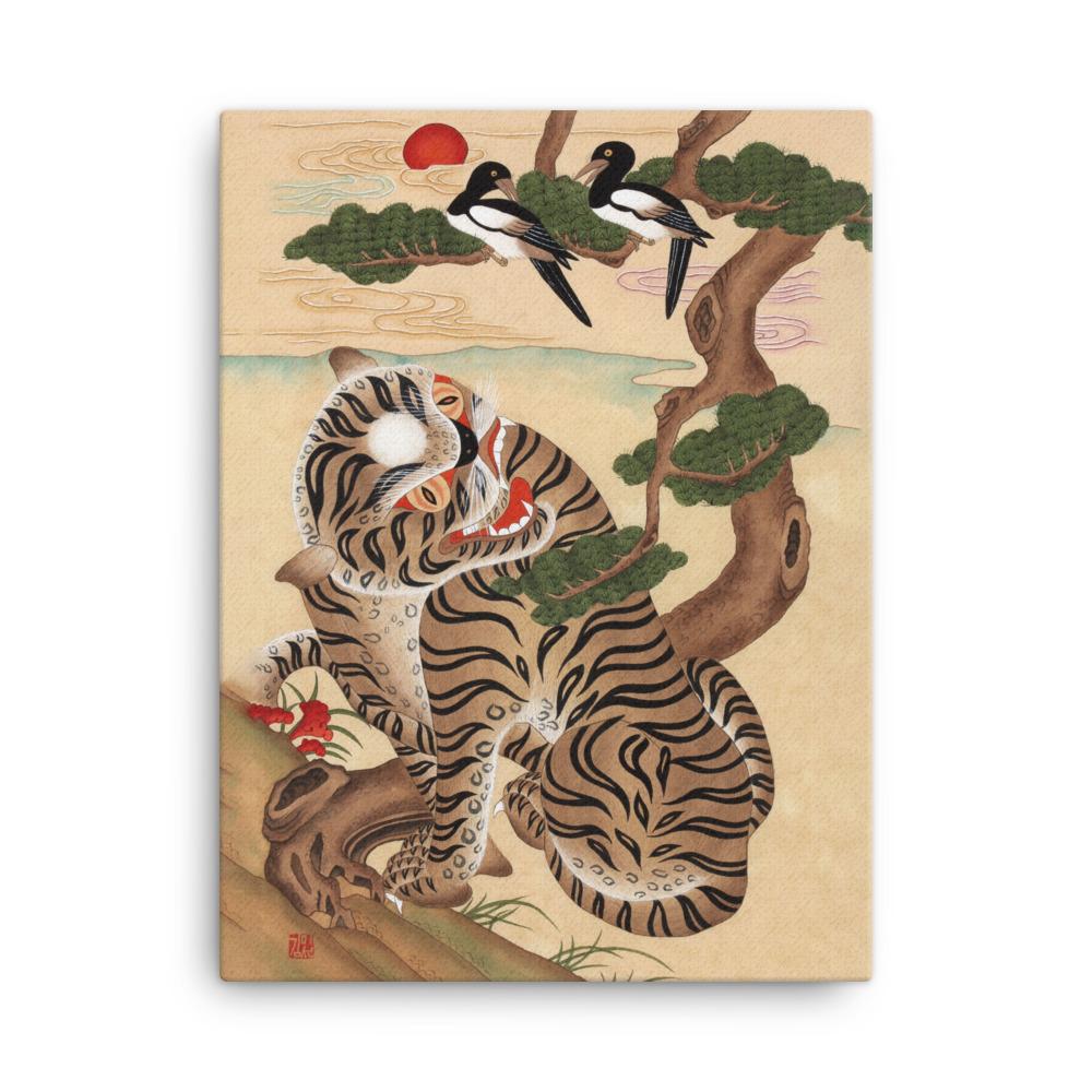 Tiger und Elster - Leinwand 30x41 cm artlia