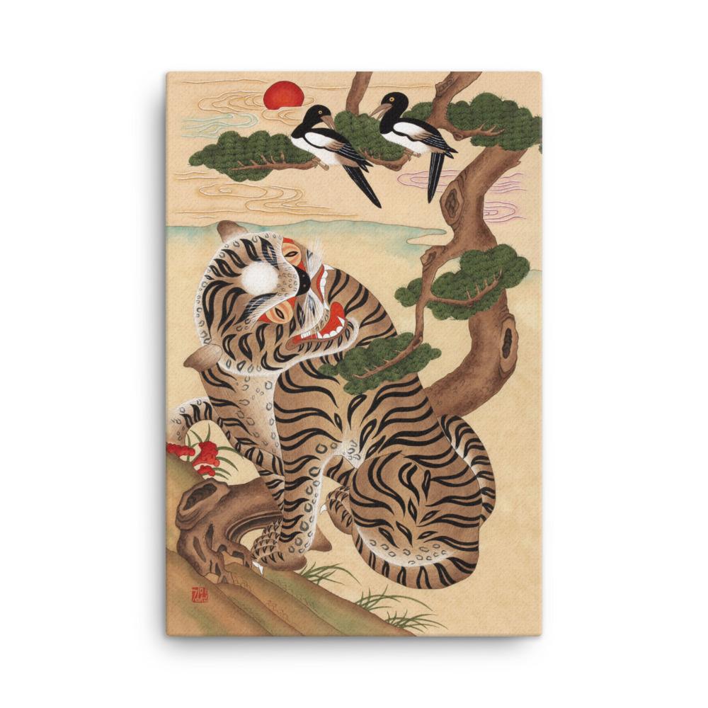 Tiger und Elster - Leinwand 61x91 cm artlia