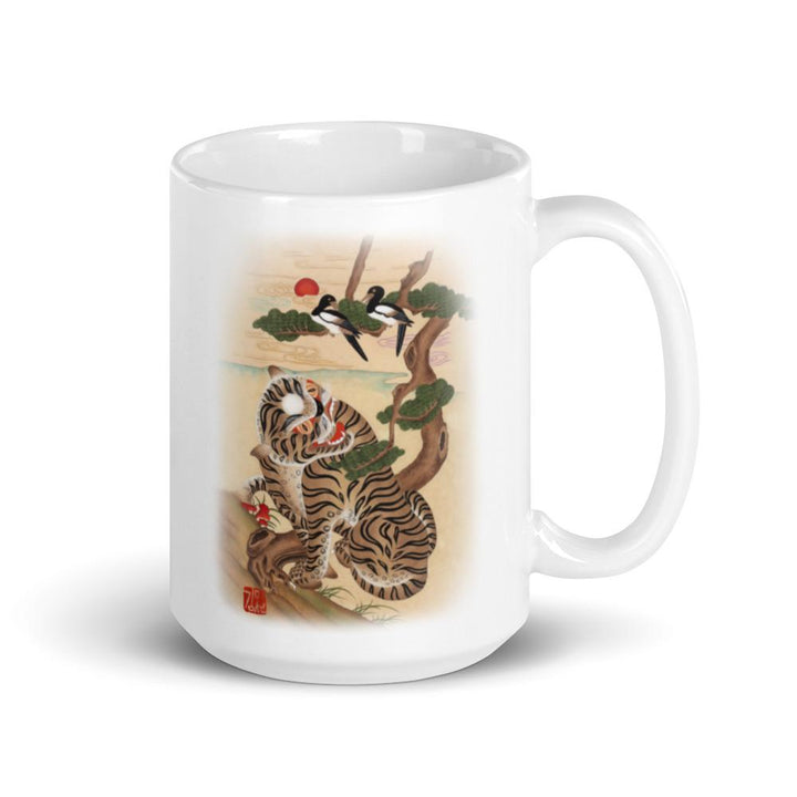 Tasse - Tiger und Elster gesamtes Gemälde beidseitig / 0,44 L artlia