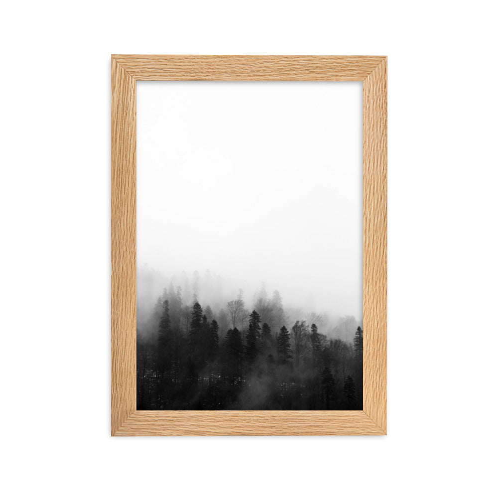 Wald im Nebel - Poster im Rahmen Oak / 21×30 cm artlia