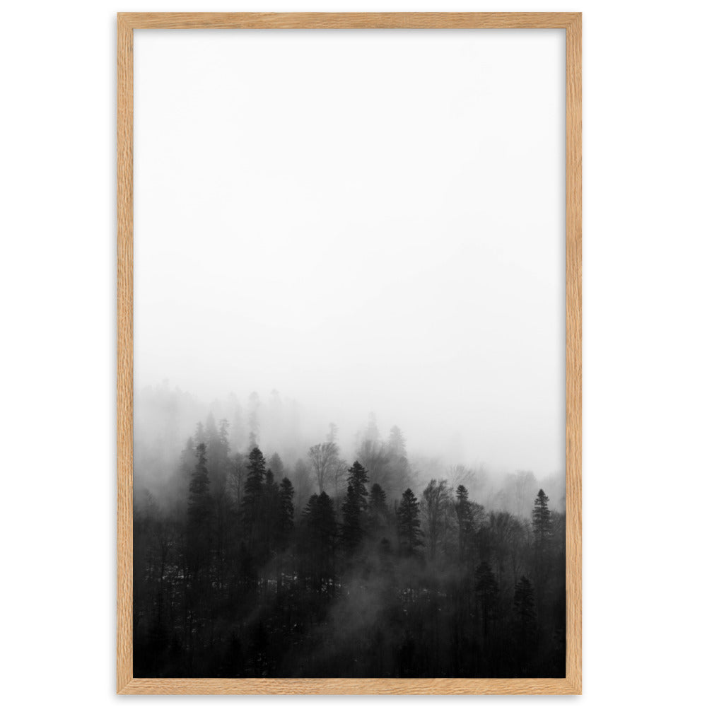 Wald im Nebel - Poster im Rahmen Oak / 61×91 cm artlia