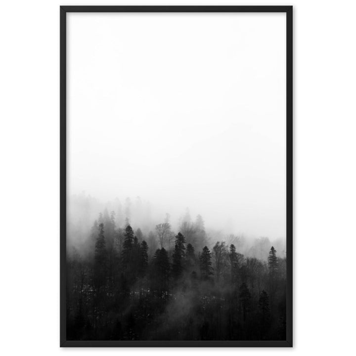 Wald im Nebel - Poster im Rahmen Schwarz / 61×91 cm artlia