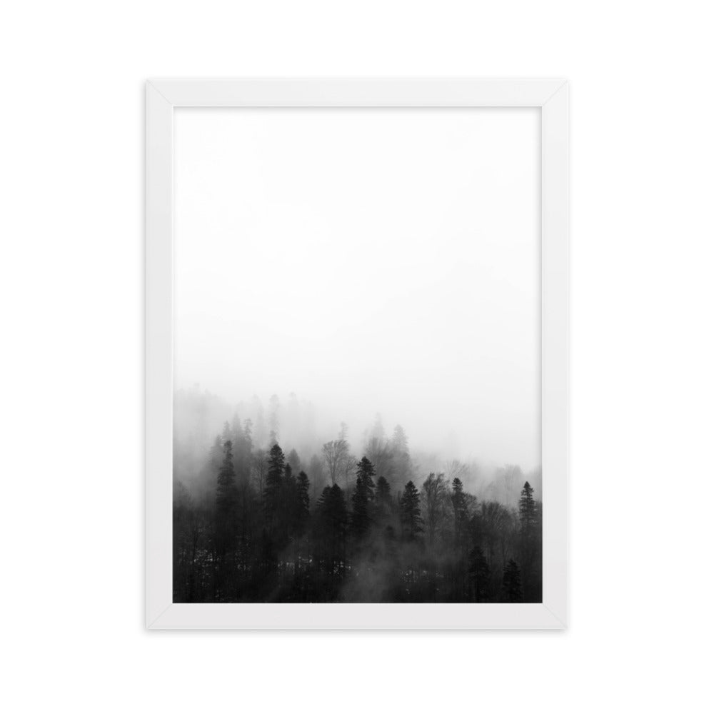 Wald im Nebel - Poster im Rahmen Weiß / 30×40 cm artlia