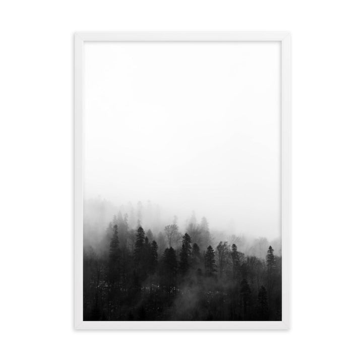Wald im Nebel - Poster im Rahmen Weiß / 50×70 cm artlia