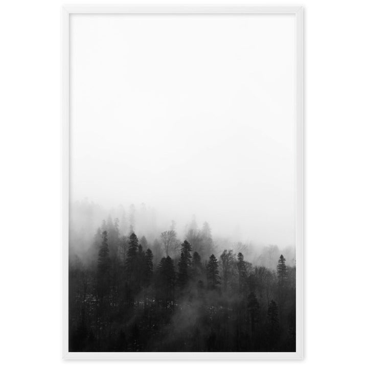 Wald im Nebel - Poster im Rahmen Weiß / 61×91 cm artlia