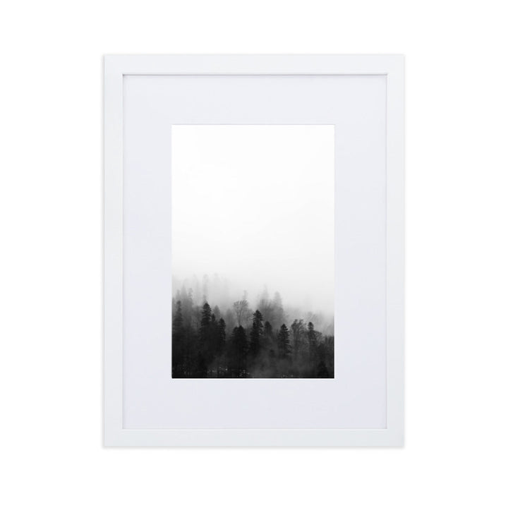 Wald im Nebel - Poster im Rahmen mit Passepartout Weiß / 30×40 cm artlia