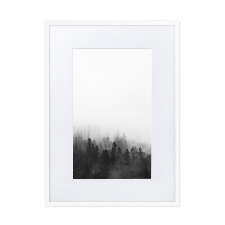 Wald im Nebel - Poster im Rahmen mit Passepartout Weiß / 50×70 cm artlia
