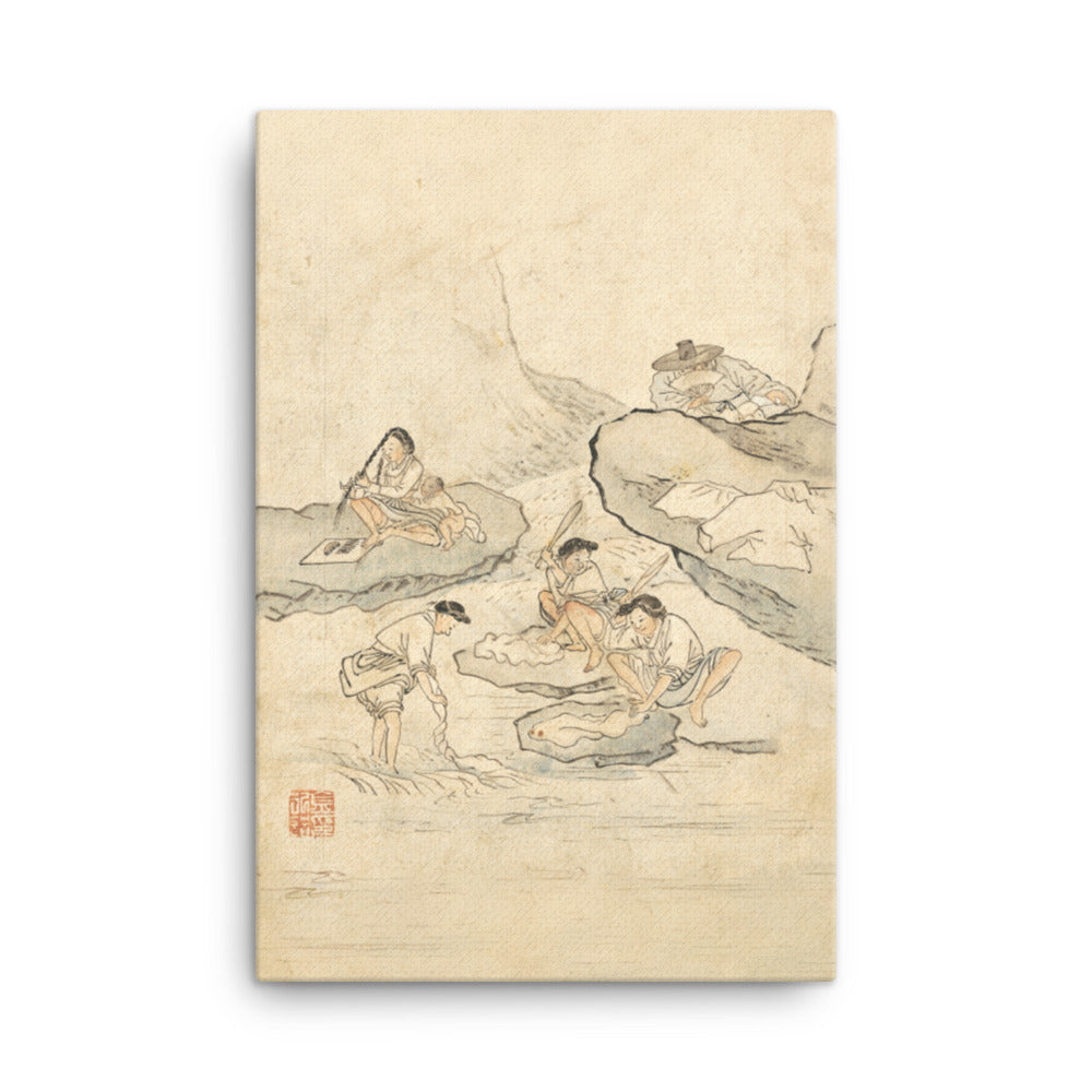 Wäscherei, Kim Hong-do - Leinwand 61x91 cm artlia