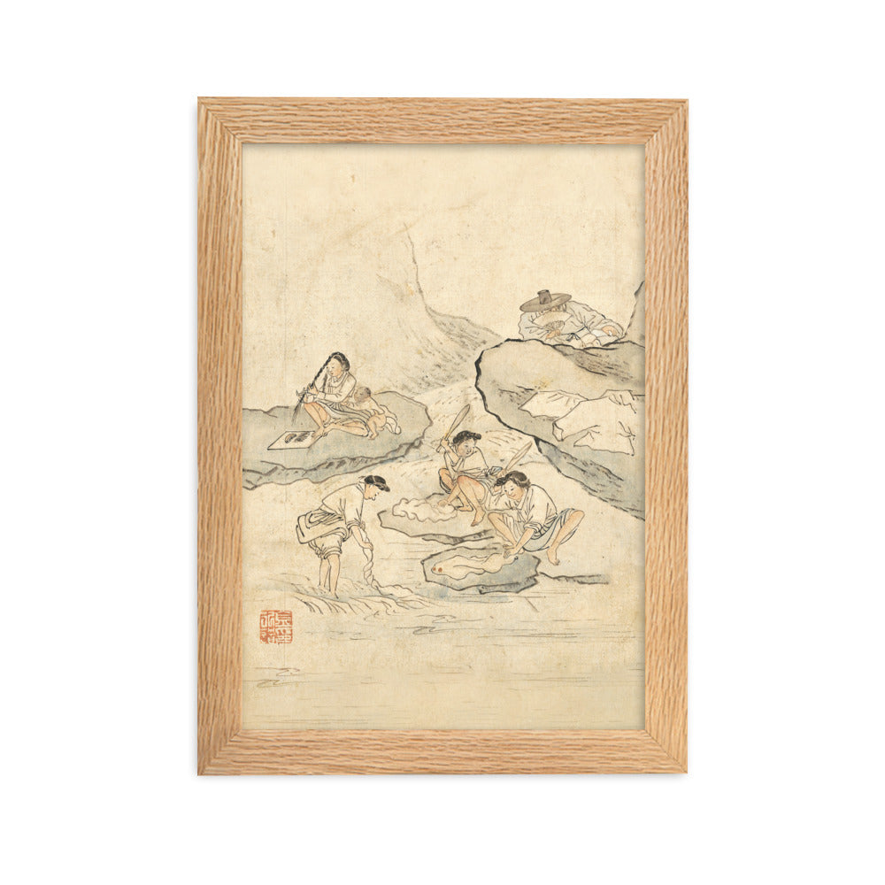 Wäscherei, Kim Hong-do - Poster im Rahmen Oak / 21×30 cm artlia