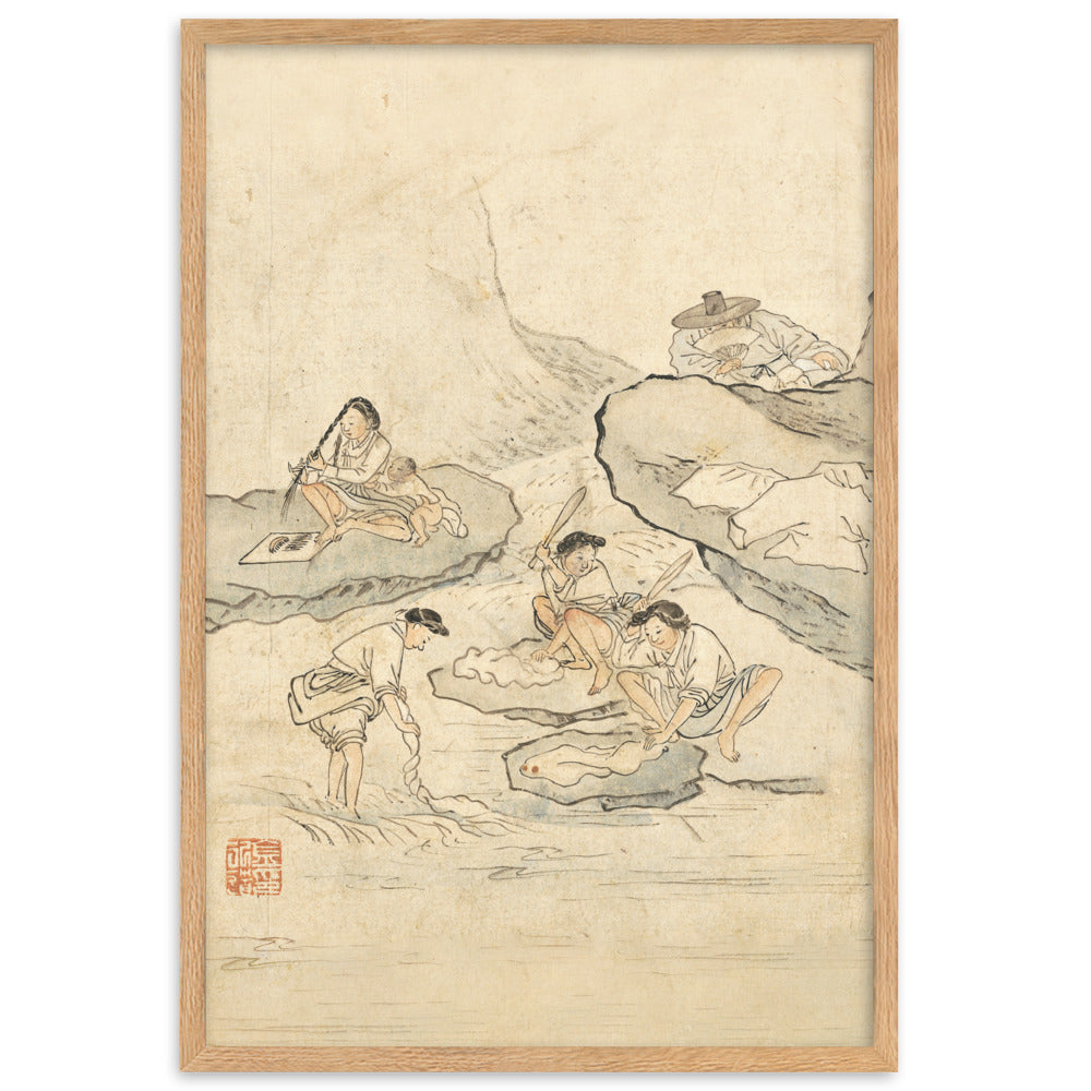 Wäscherei, Kim Hong-do - Poster im Rahmen Oak / 61×91 cm artlia