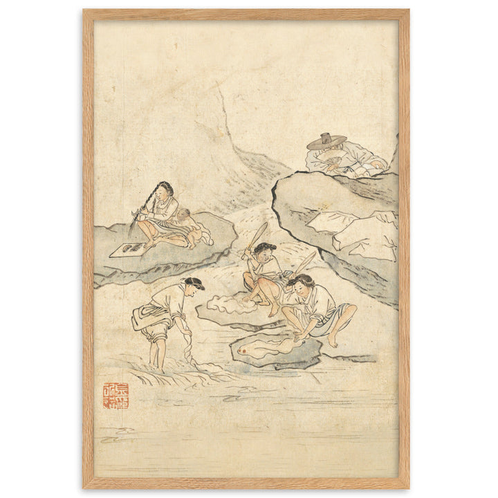 Wäscherei, Kim Hong-do - Poster im Rahmen Oak / 61×91 cm artlia