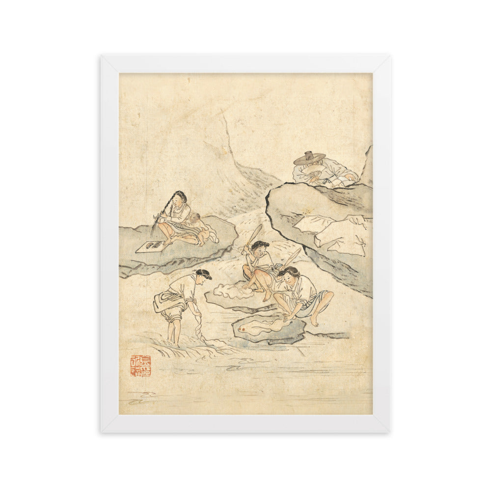 Wäscherei, Kim Hong-do - Poster im Rahmen Weiß / 30×40 cm artlia