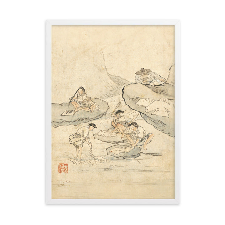 Wäscherei, Kim Hong-do - Poster im Rahmen Weiß / 50×70 cm artlia