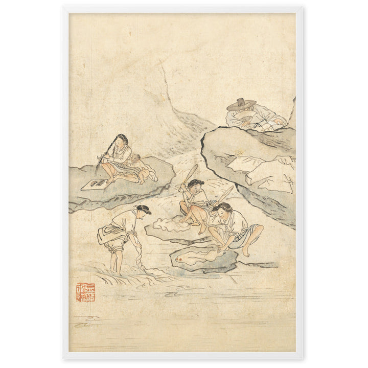 Wäscherei, Kim Hong-do - Poster im Rahmen Weiß / 61×91 cm artlia