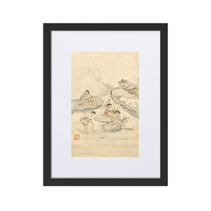 Wäscherei, Kim Hong-do - Poster im Rahmen mit Passepartout Schwarz / 30×40 cm artlia