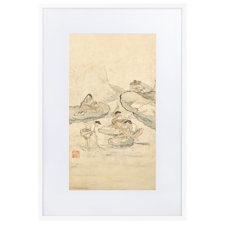 Wäscherei, Kim Hong-do - Poster im Rahmen mit Passepartout Weiß / 61×91 cm artlia