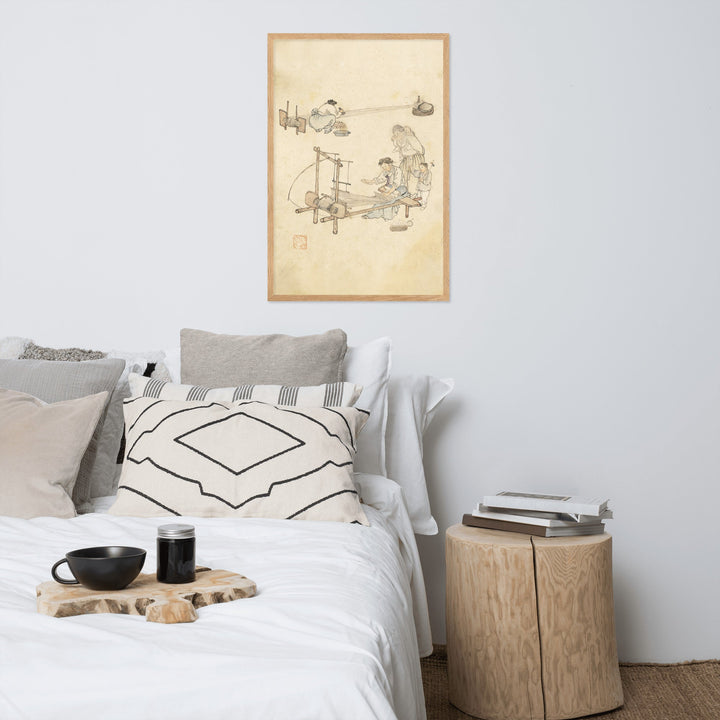 Weberei, Kim Hong-do - Poster im Rahmen artlia