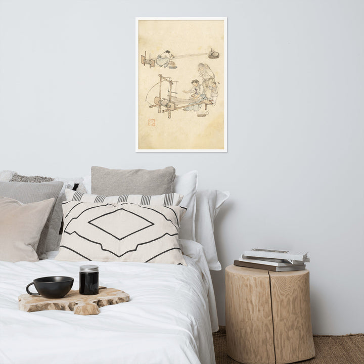 Weberei, Kim Hong-do - Poster im Rahmen artlia