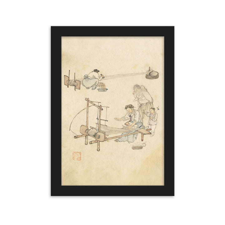 Weberei, Kim Hong-do - Poster im Rahmen Schwarz / 21×30 cm artlia
