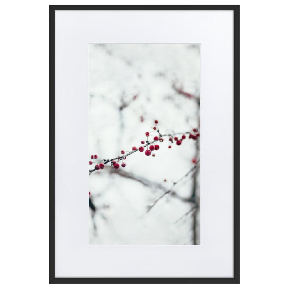 Winterbeeren - Poster im Rahmen mit Passepartout artlia