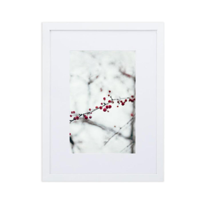 Winterbeeren - Poster im Rahmen mit Passepartout Weiß / 30×40 cm artlia