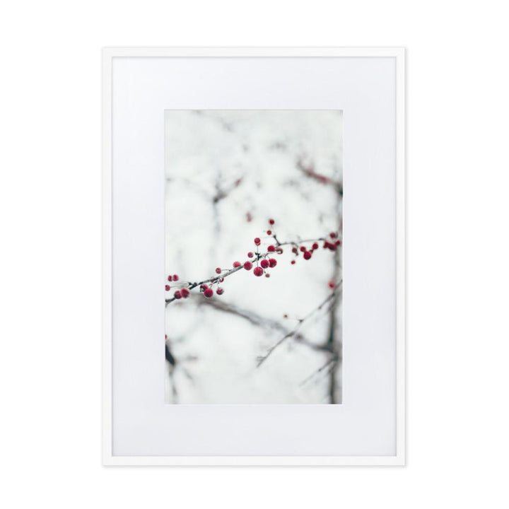 Winterbeeren - Poster im Rahmen mit Passepartout Weiß / 50×70 cm artlia