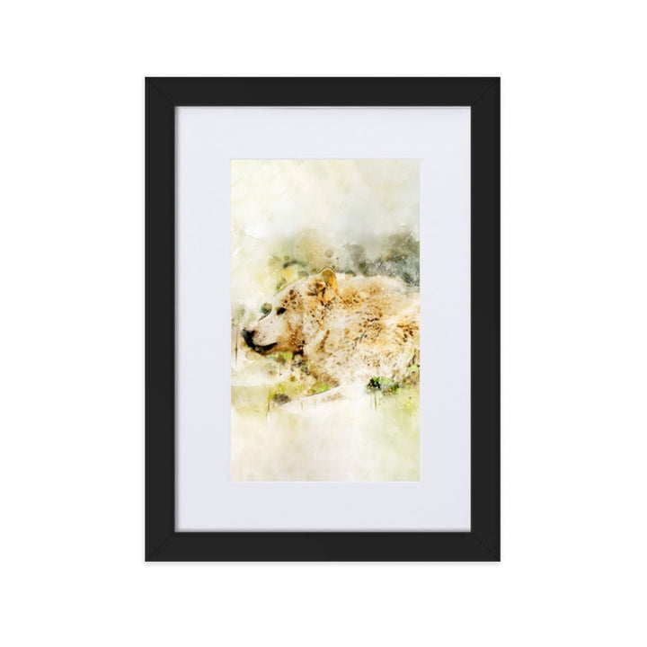 Wolf - Poster im Rahmen mit Passepartout Schwarz / 21×30 cm artlia