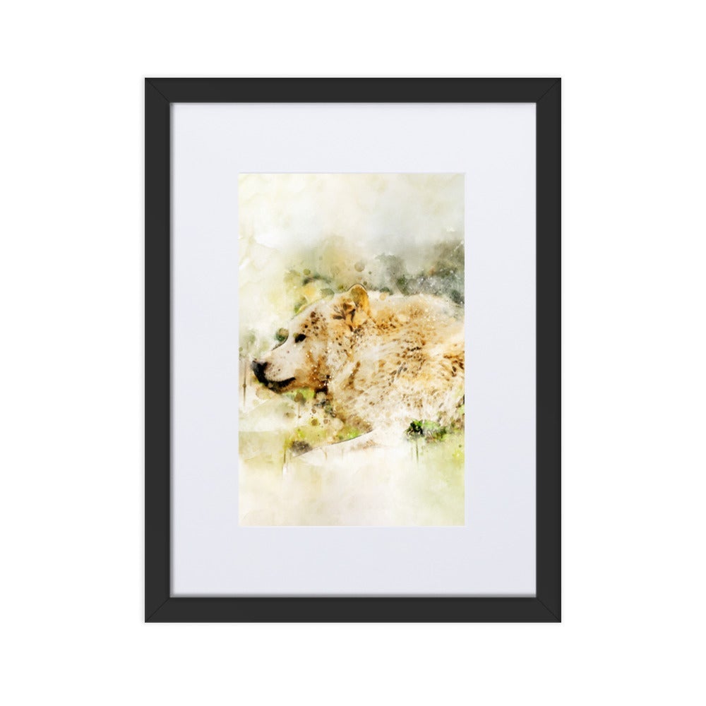 Wolf - Poster im Rahmen mit Passepartout Schwarz / 30×40 cm artlia