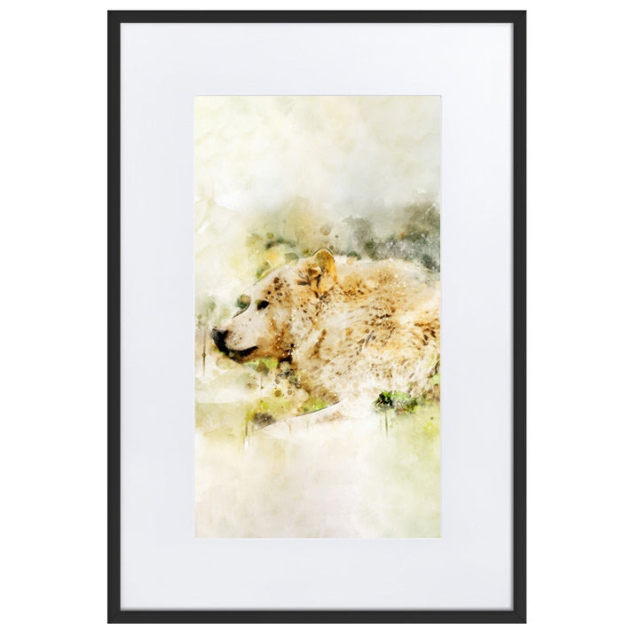 Wolf - Poster im Rahmen mit Passepartout Schwarz / 61×91 cm artlia