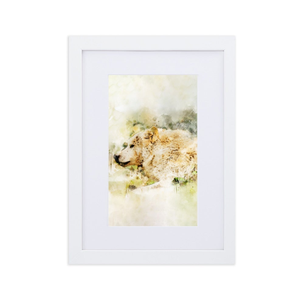 Wolf - Poster im Rahmen mit Passepartout Weiß / 21×30 cm artlia